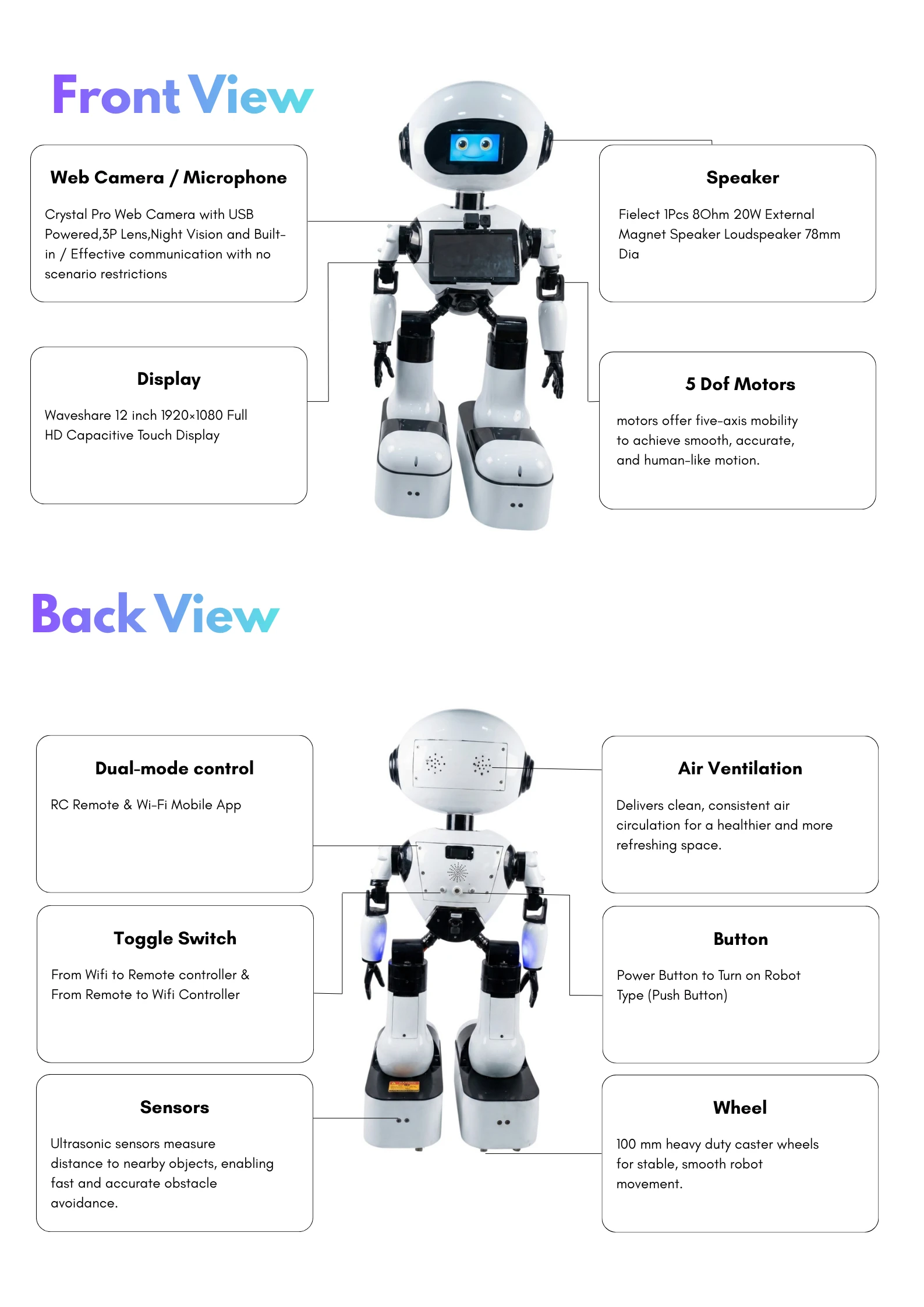 Aurra robot full view — intelligent service robot India